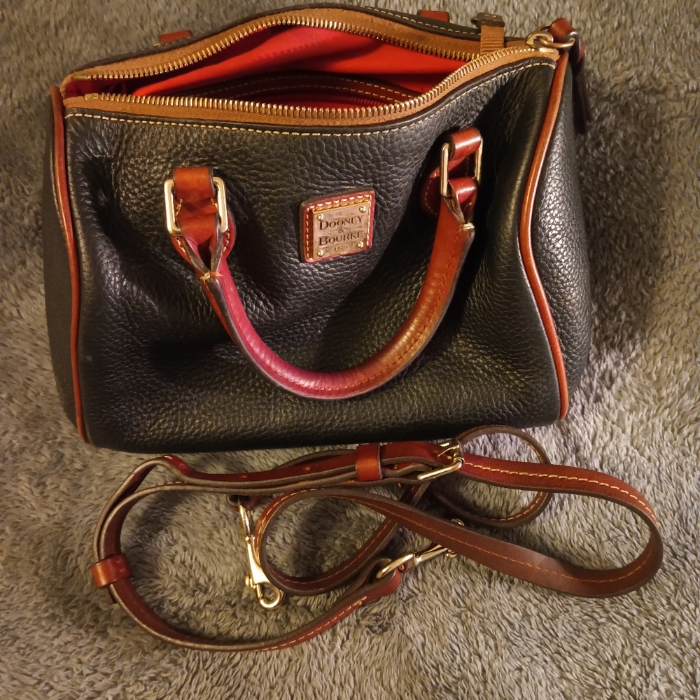 Dooney & Bourke Black and Brown Leather Satchel